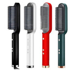 2 in 1 Hair Straightener Brush - Electric Hot Comb Straightening Brush & Curler for Women