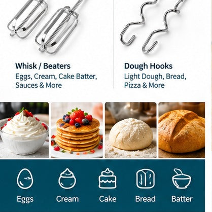 Electric Hand Mixer 7-Speed - Egg Beater For Cakes Cream