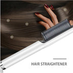 2 in 1 Hair Straightener Brush - Electric Hot Comb Straightening Brush & Curler for Women