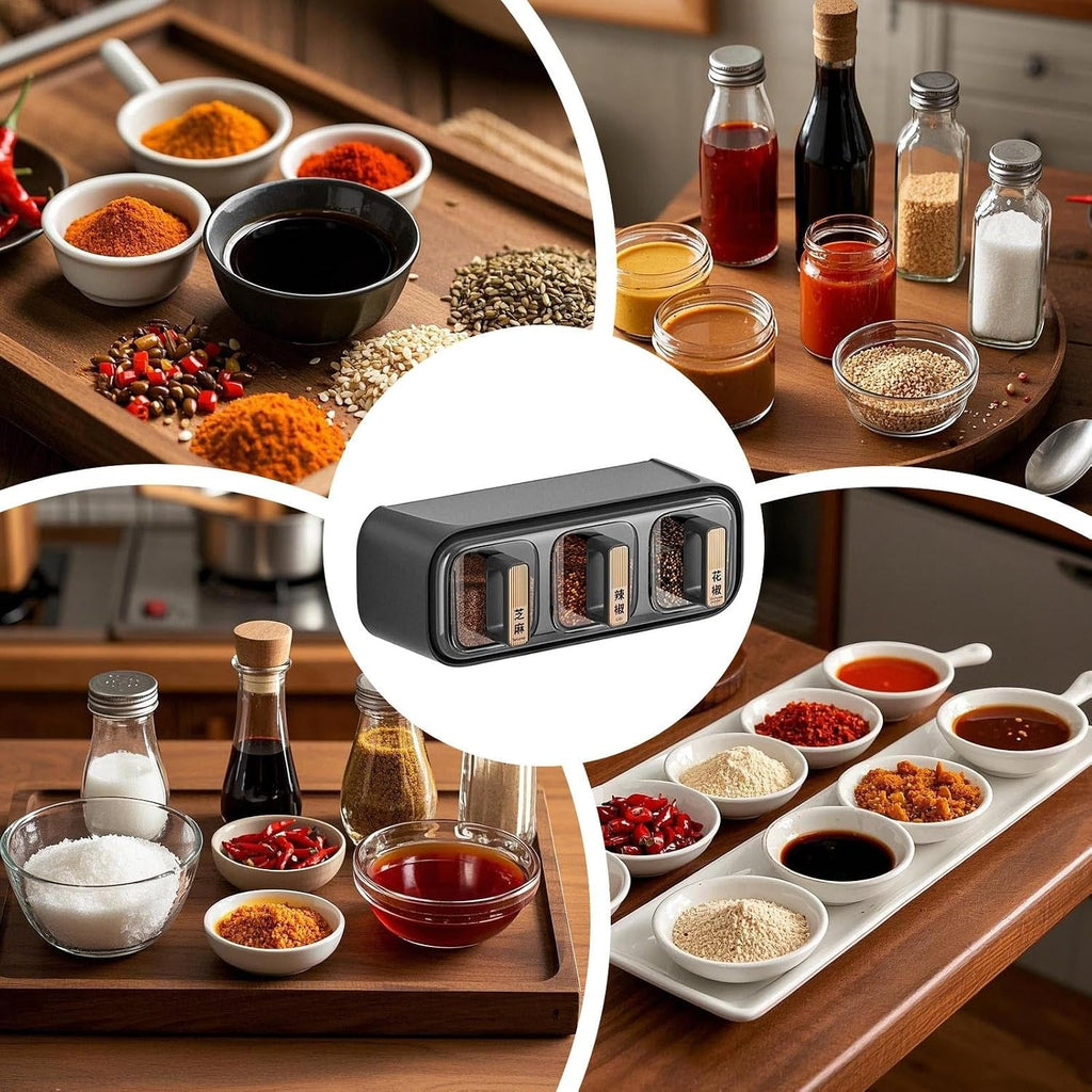 6 in 1 Wall Mounted Masala Box with spoon