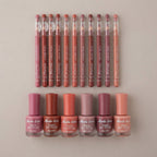 12 Pcs Nude Lip Liner + 8 Pcs Matte Nail Polish Set - Combo Pack