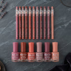 12 Pcs Nude Lip Liner + 8 Pcs Matte Nail Polish Set - Combo Pack