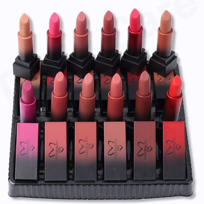 12 Pcs Matte Lipsticks- Long Lasting Velvet Finish