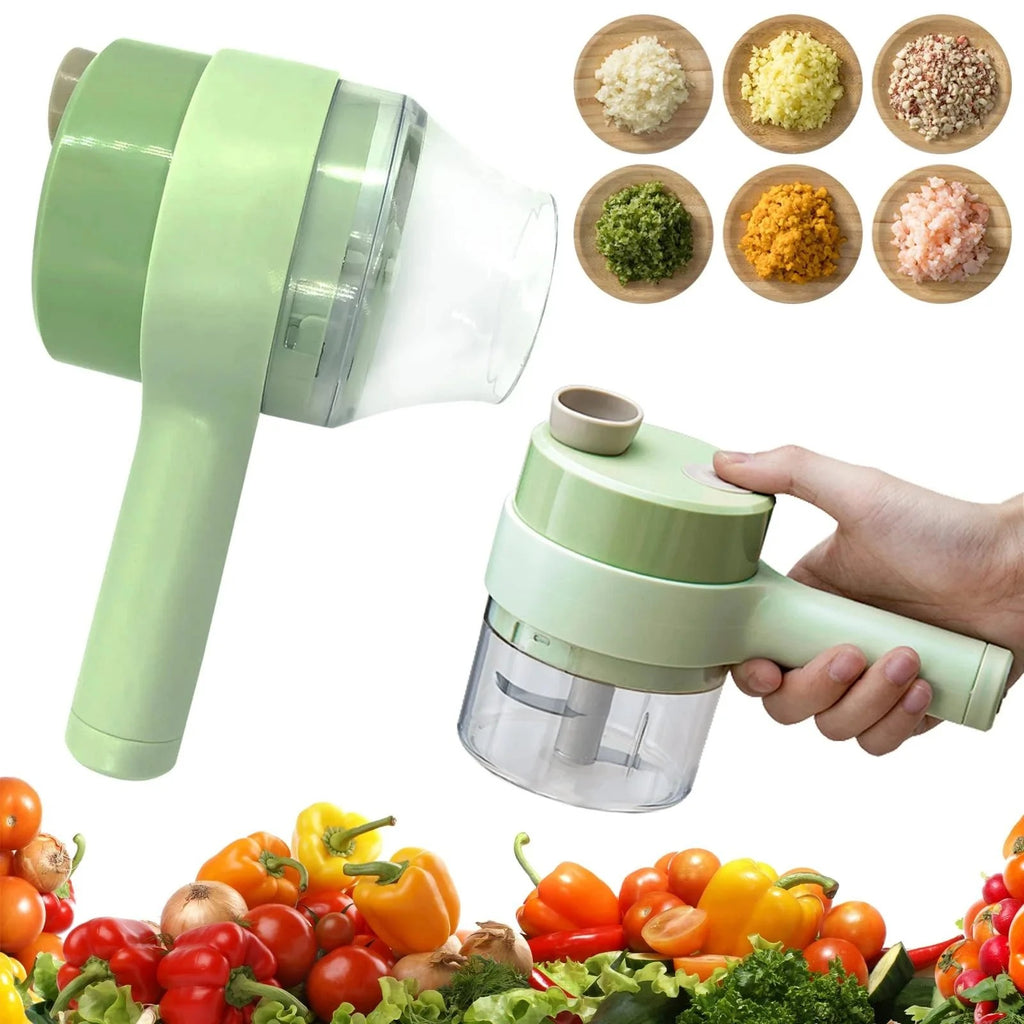 4-in-1 Smart Electric Food Chopper - Mini Portable Handheld Vegetable Chopper, Meat Grinder & Juicer
