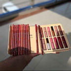 Lip Set 12 Pcs. It includes 12 lip liners and 12 liquid lipsticks. Long lasting.