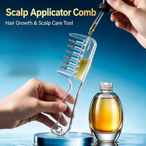 Hair Oil Applicator Comb with Scalp Massager